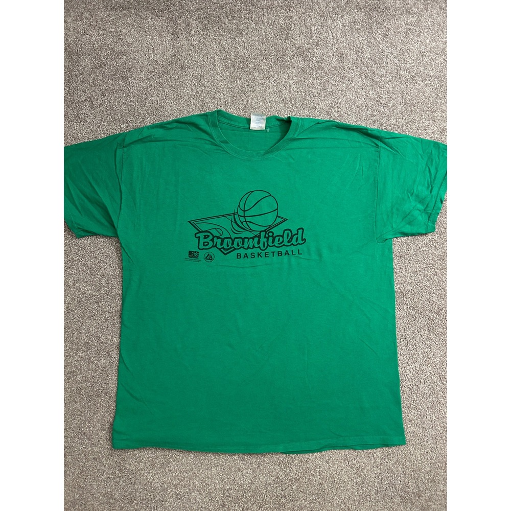 VTG Broomfield Basketball T-Shirt Mens XL Green Excellent Short Sleeve Tee